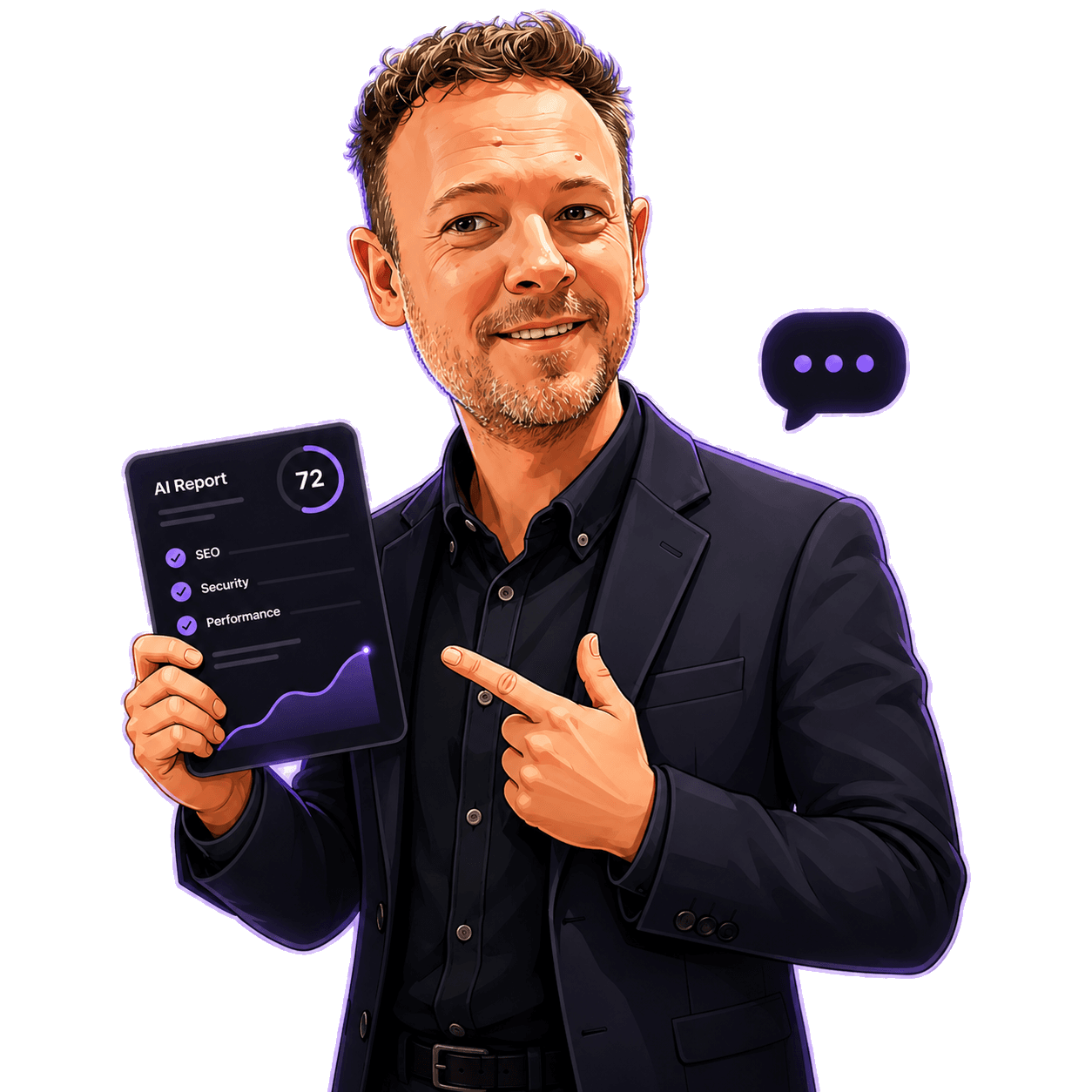 Richard holding a PageLens AI report